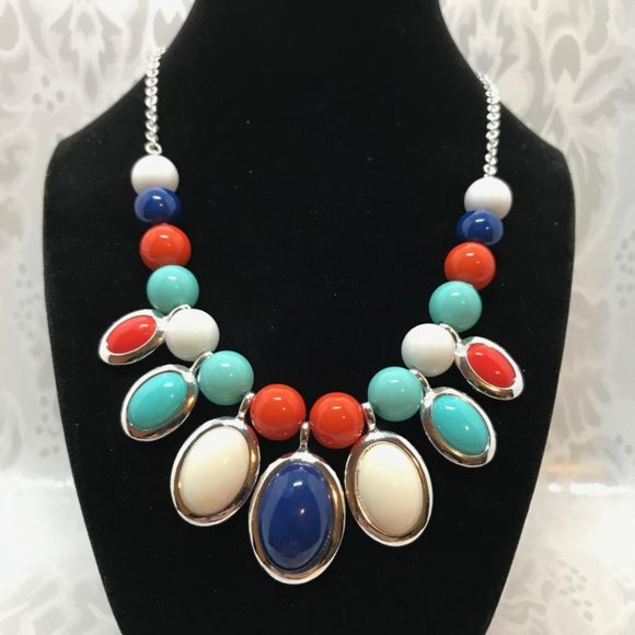 Liz Claiborne Jewelry - LC Multi Color Beads & Silver Tone Necklace